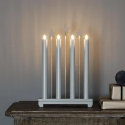 Adventsstaker>Konstsmide Adventsstake med stjerner - Lys grå