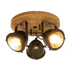 Kjøkkenbelysning Tak|Spotter & Skinner>Aneta Lighting Alaska rund taklampe - Jern/tre Grå