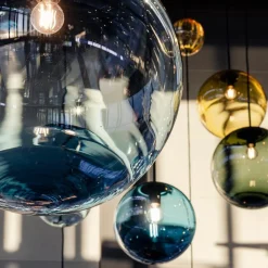 Kjøkkenbelysning Tak|Takpendler>Hadeland Glassverk Arkivlampe 4014 30 cm - Blå - Messing Blå / Messing