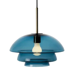 Kjøkkenbelysning Tak|Takpendler>Hadeland Glassverk Arkivlampe 4006 Small - Blå - Matt Messing Blå / Matt Messing