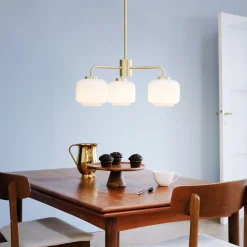 Kjøkkenbelysning Tak|Takpendler>Dyberg Larsen Arp takpendel 3 armet - Opal/Messingfarget Messing / Opal