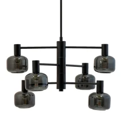 Kjøkkenbelysning Tak|Lysekroner>Dyberg Larsen Arp takpendel 6-lys - Svart/Røykfarget Svart / Røyk