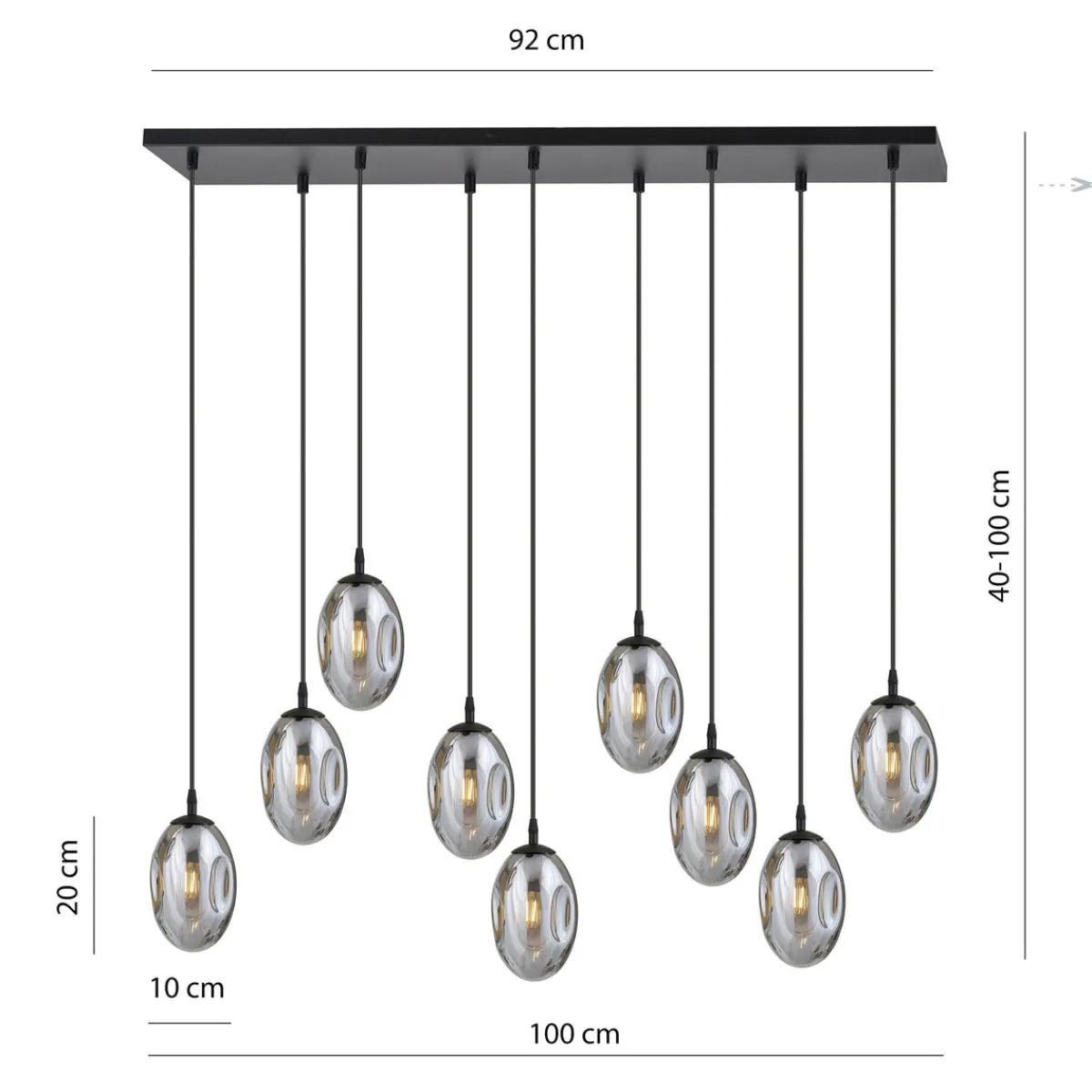 Kjøkkenbelysning Tak|Takpendler>Emibig Astral takpendel 9-lys - Svart/Røykfarget Svart / Røyk