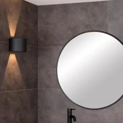 Baderomsbelysning Vegg|Vegglamper Med Opp/Ned Lys>Lucide Axi round vegglampe opp/ned baderom IP54 6 watt 2700 Kelvin - Svart