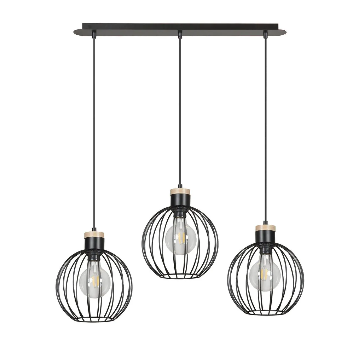 Kjøkkenbelysning Tak|Takpendler>Emibig Barbado takpendel 3 lys - Svart/Trefarget Svart / Tre