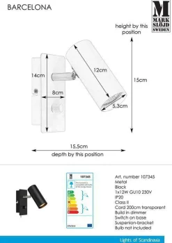 Leselamper>Marksløjd Barcelona vegglampe - Svart