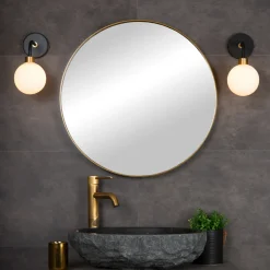 Baderomsbelysning Vegg>Lucide Berend vegglampe IP44 - Svart/Opal Svart / Opal