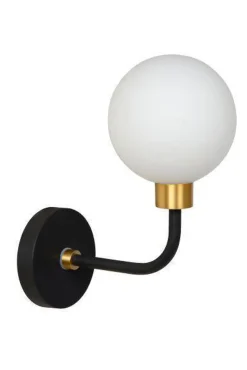 Baderomsbelysning Vegg>Lucide Berend vegglampe IP44 - Svart/Opal Svart / Opal