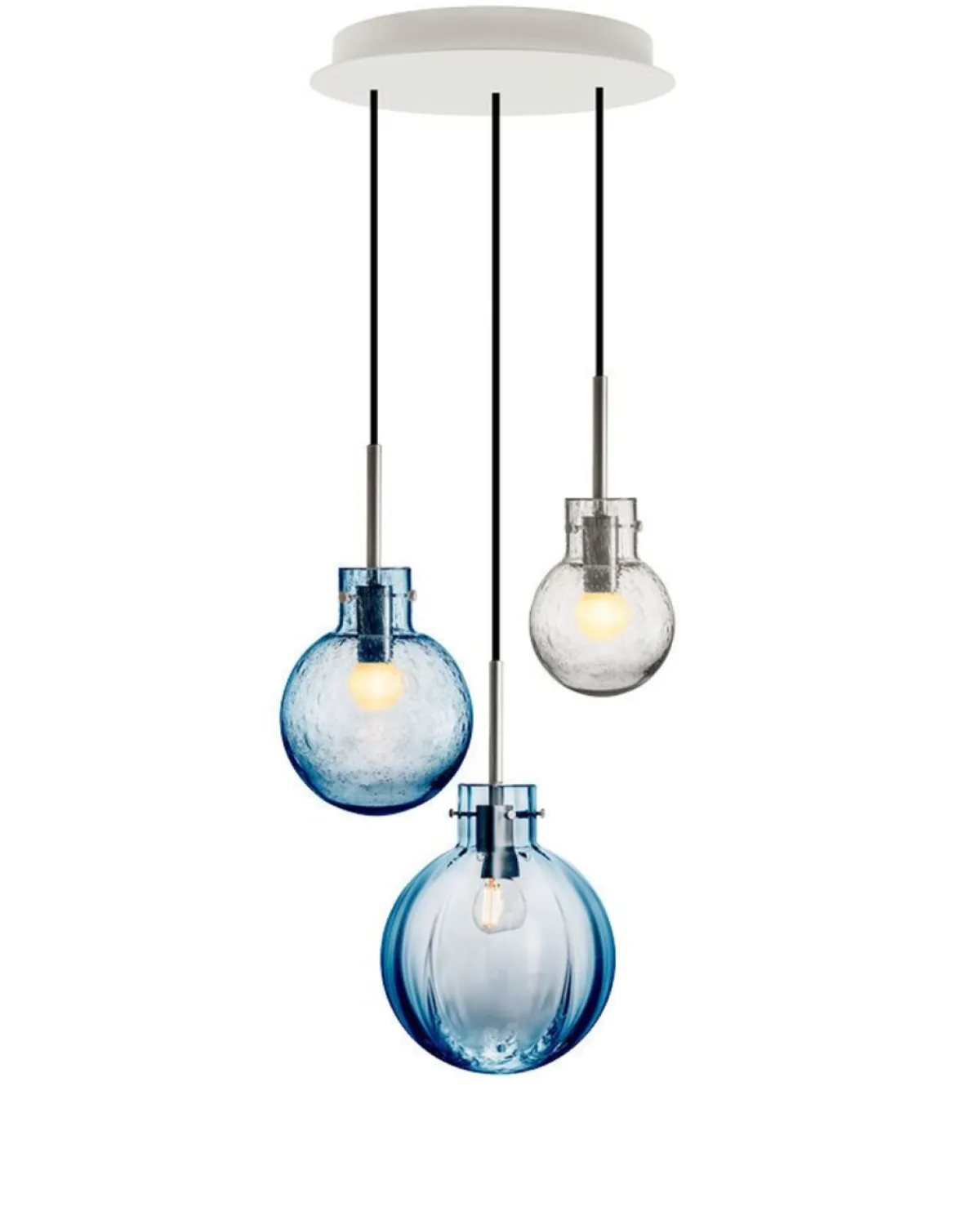 Kjøkkenbelysning Tak|Takpendler>Hadeland Glassverk Bølge Krystallkuler 3 stk - Hvit Baldakin Hvit / Flerfarget