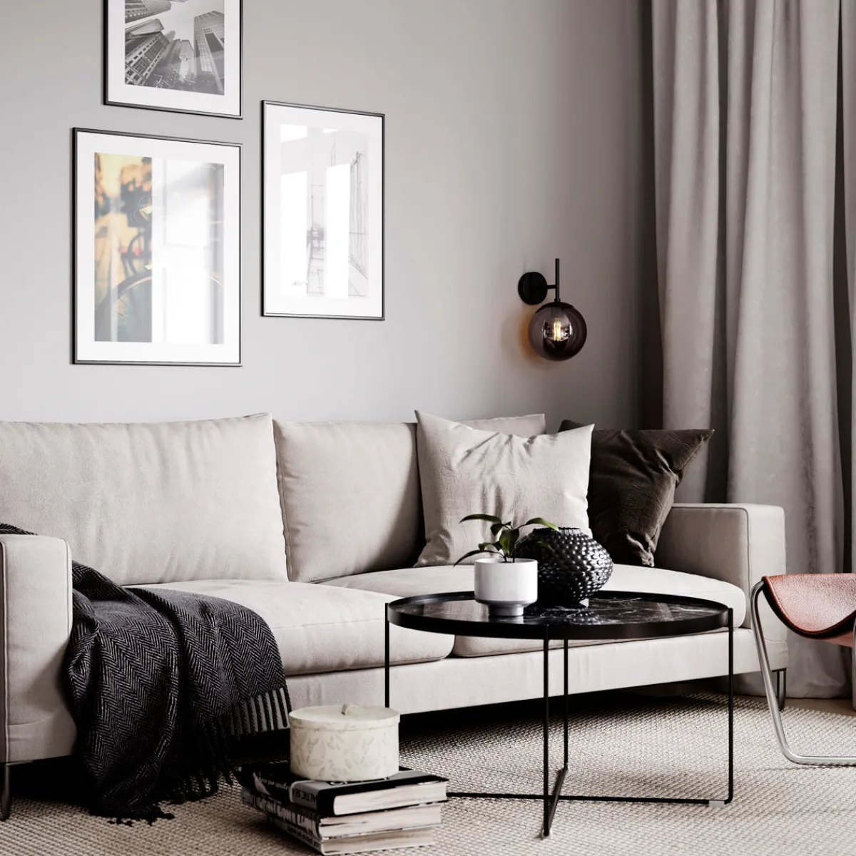 Interiørlamper>By Rydens Boyle vegglampe - farget Røyk