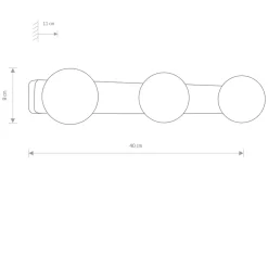 Baderomsbelysning Vegg>Nowodvorski Brazos trippel vegglampe IP44 - Opal/Sort Hvit / Opal