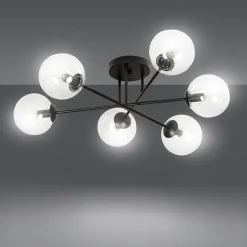 Kjøkkenbelysning Tak|Taklamper / Takplafonder>Emibig Brendi rund taklampe 6 lys - Svart/Klart glass Svart / Klartglass