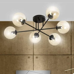 Kjøkkenbelysning Tak|Taklamper / Takplafonder>Emibig Brendi rund taklampe 6 lys - Svart/Amberfarget