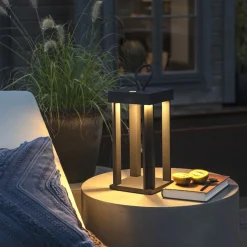 Lykter>Konstsmide Cannes lanterne bord/gulv IP54 oppladbar - Svart