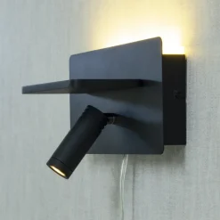 Leselamper|Vegglamper Med Usb>Aneta Lighting Cargador vegglampe med trådløs lader og USB - Svart