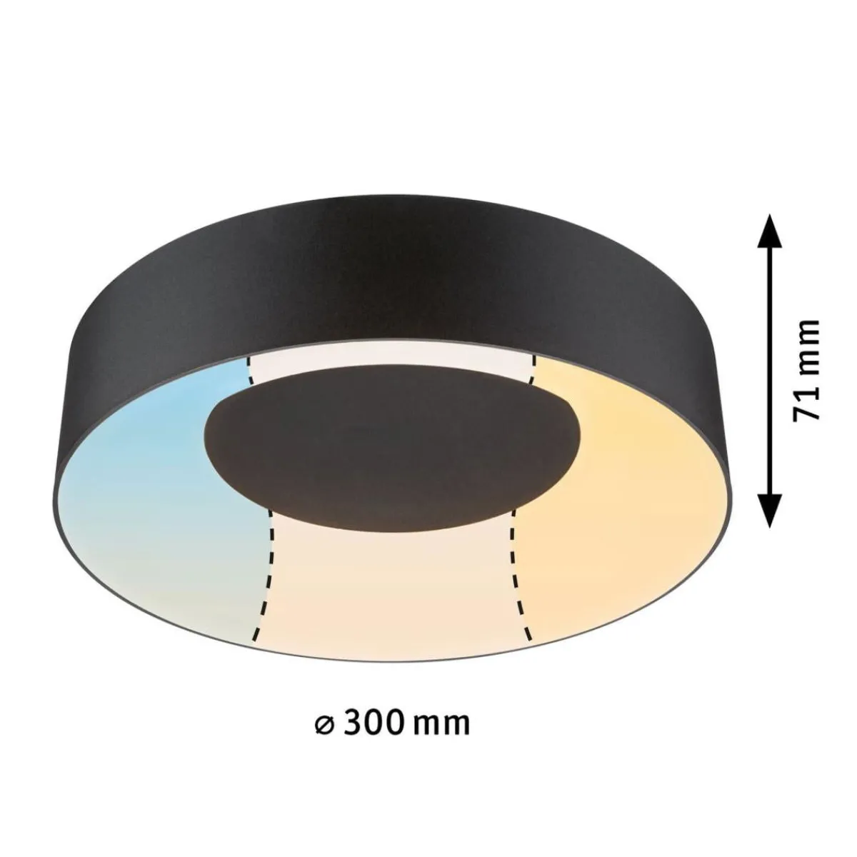 Baderomsbelysning Tak|Kjøkkenbelysning Tak>Paulmann Casca taklampe 30 cm 16W IP44 3000-6500 Kelvin 1500 lumen- 3-step moodmaker