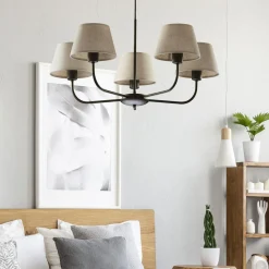 Kjøkkenbelysning Tak|Takpendler>TK Lighting Chicago takpendel 5 lys Svart / Lin