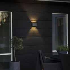 Utelamper Med Opp/Ned Lys>Konstsmide Chieri vegglampe utendørs opp/ned 8x1W IP54 - grå Antrasitt