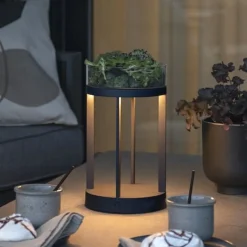 Lykter|Oppladbare Bordlamper>Konstsmide Chieti lanterne bord/gulv 25 cm IP54 oppladbar - Svart