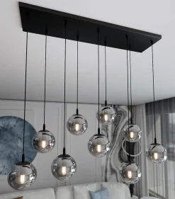 Kjøkkenbelysning Tak|Takpendler>Emibig Cosmo takpendel 9 lys - Svart/Røykfarget Svart / Røyk