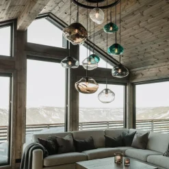 Kjøkkenbelysning Tak|Takpendler>Hadeland Glassverk Crystal Stone Ø25 - Blågrønn / Svart