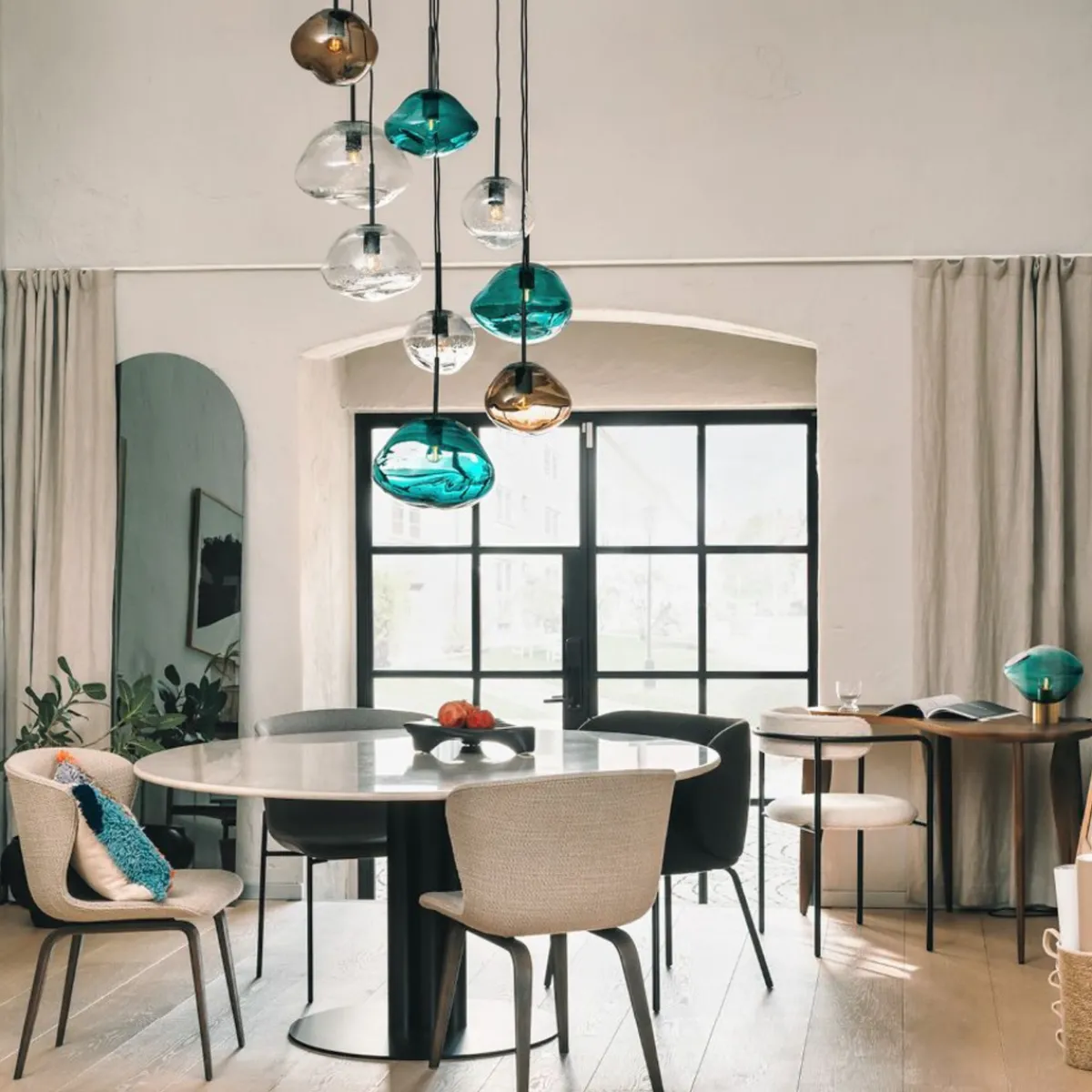 Kjøkkenbelysning Tak|Takpendler>Hadeland Glassverk Crystal Stone Ø25 - Blågrønn / Svart