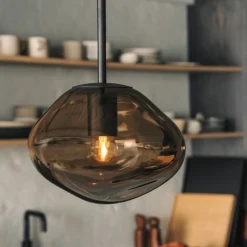 Kjøkkenbelysning Tak|Takpendler>Hadeland Glassverk Crystal Stone Ø35 - Kakao / Svart