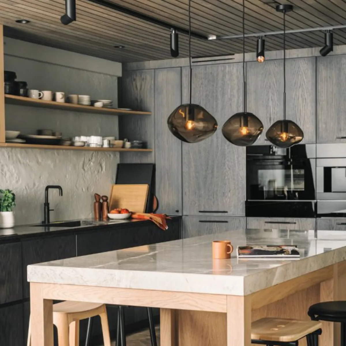 Kjøkkenbelysning Tak|Takpendler>Hadeland Glassverk Crystal Stone Ø25 - Kakao / Svart