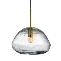 Kjøkkenbelysning Tak|Takpendler>Hadeland Glassverk Crystal Stone Ø35 - Klar m/Soda / Messing Messing / Klar