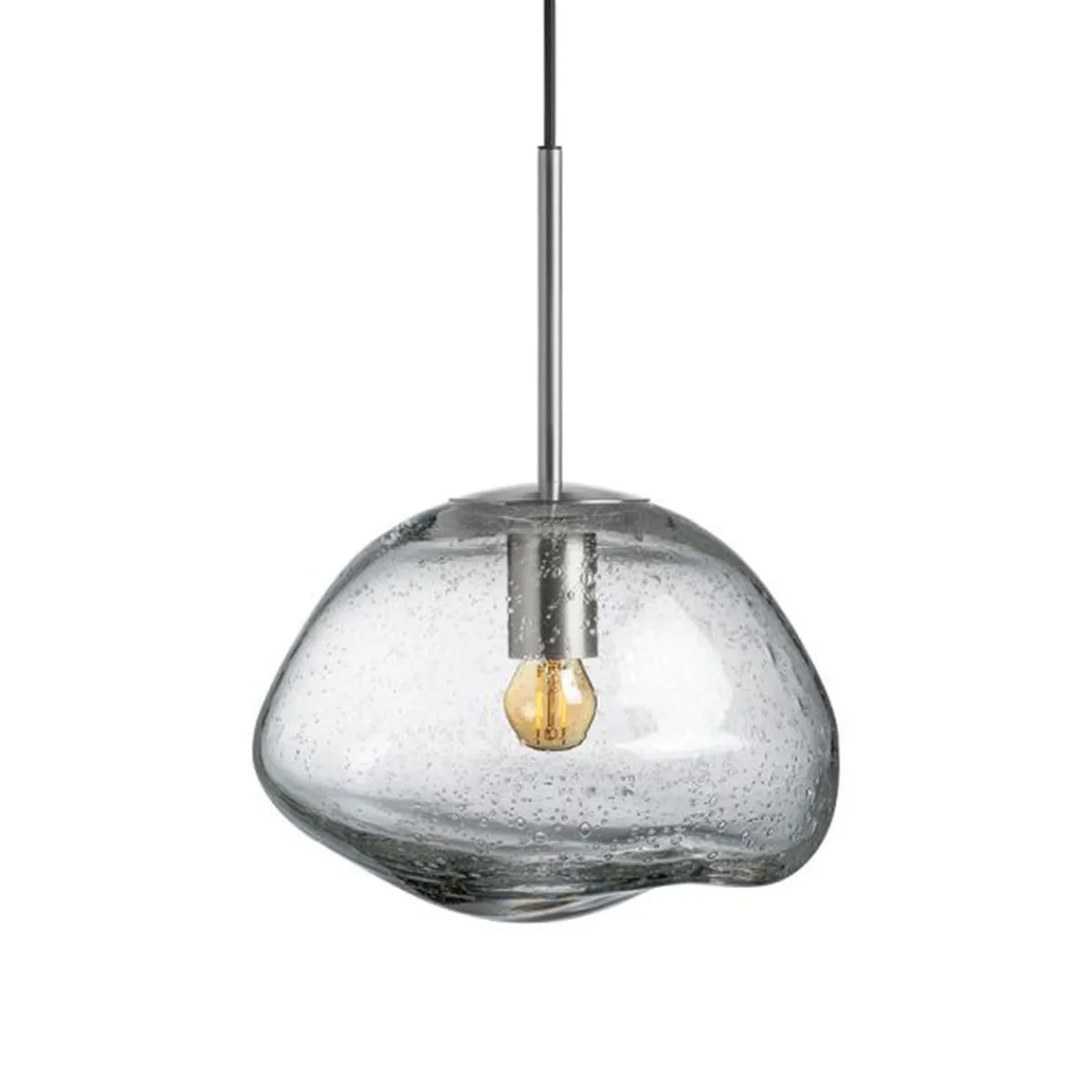 Kjøkkenbelysning Tak|Takpendler>Hadeland Glassverk Crystal Stone Ø30 - Klar m/Soda / Stål Stål / Klar