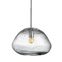 Kjøkkenbelysning Tak|Takpendler>Hadeland Glassverk Crystal Stone Ø35 - Klar m/Soda / Stål Stål / Klar