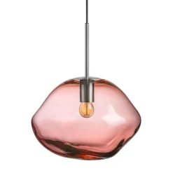 Kjøkkenbelysning Tak|Takpendler>Hadeland Glassverk Crystal Stone Ø35 - Morgenrød / Stål Stål / Morgenrød