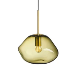 Kjøkkenbelysning Tak|Takpendler>Hadeland Glassverk Crystal Stone Ø30 - Oliven / Messing Messing / Grønn