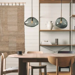 Kjøkkenbelysning Tak|Takpendler>Hadeland Glassverk Crystal Stone Ø30 - Røkgrå / Messing Messing / Røyk