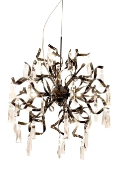 Kjøkkenbelysning Tak|Lysekroner>NorDesign Curl 12 K9 krystall lysekrone, Svart krom Svart / Krom