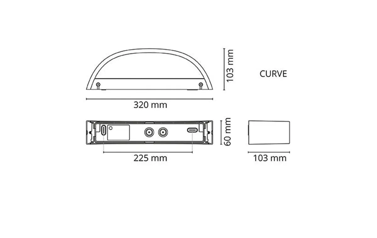 Utelamper Med Opp/Ned Lys>Sg Armaturen As Curve direct vegglampe ned 10W 2700 Kelvin dimbar IP65 - Hvit