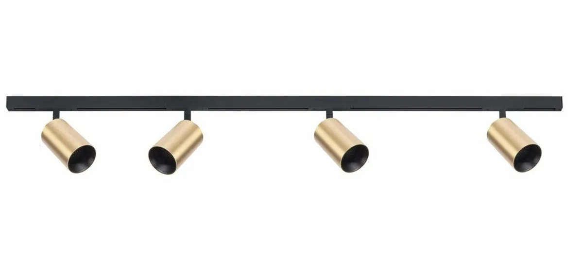 Kjøkkenbelysning Tak|Designline>Antidark Designline Tube Pro komplett 1.9 meter spotskinne med 4 spotter GU10 - Svart/Messing Svart / Messing