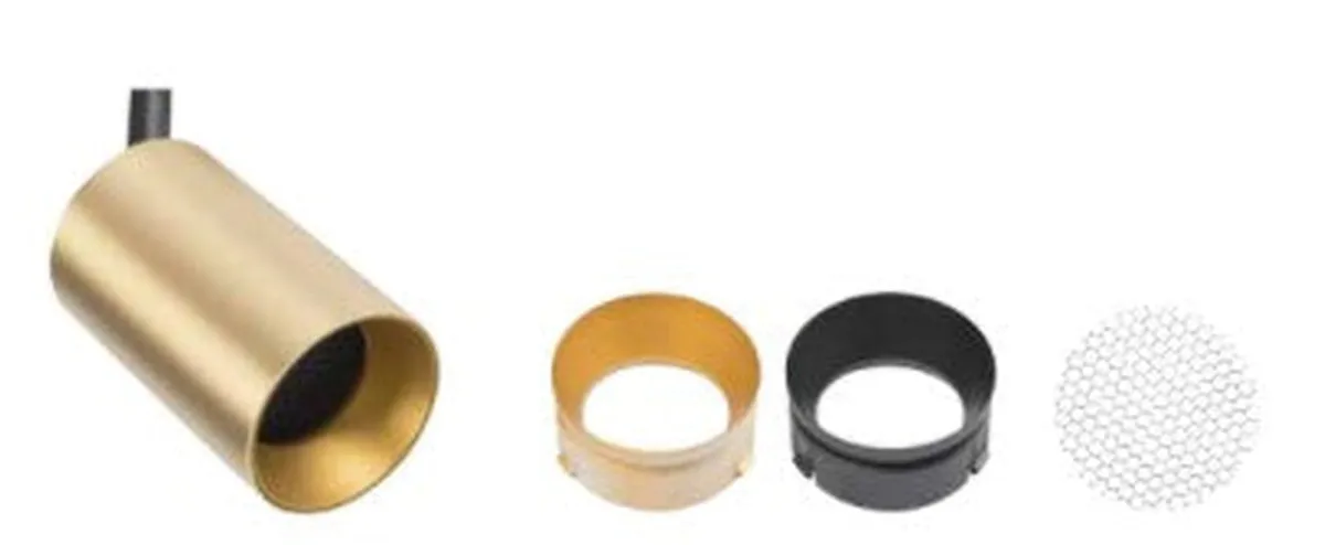 Kjøkkenbelysning Tak|Designline>Antidark Designline Tube Pro komplett 1.9 meter spotskinne med 4 spotter GU10 - Svart/Messing Svart / Messing