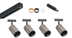 Kjøkkenbelysning Tak|Designline>Antidark Designline Tube Pro komplett 1.9 meter spotskinne med 4 spotter GU10 - /Titanium Svart