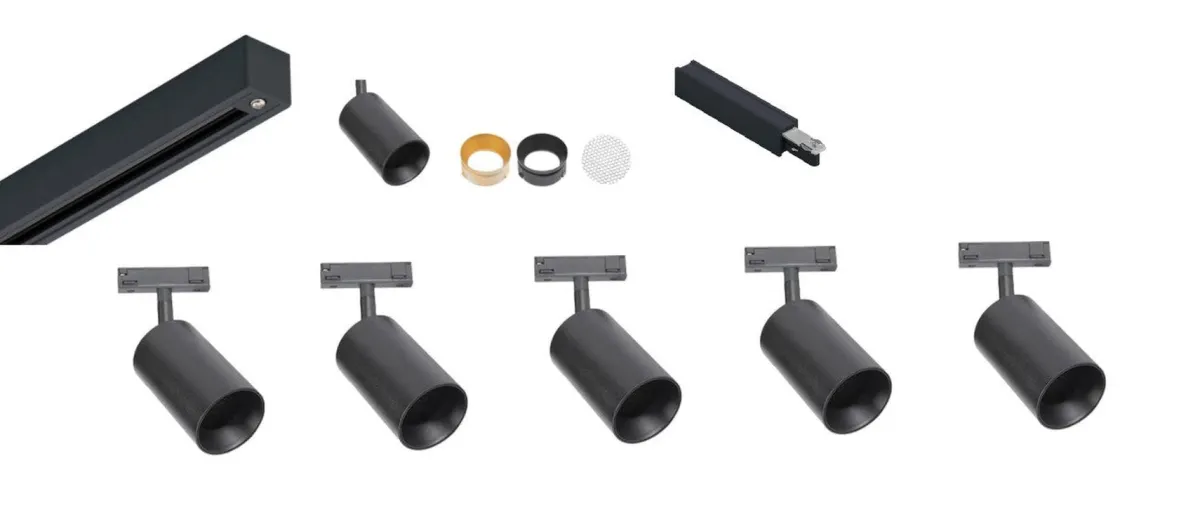 Kjøkkenbelysning Tak|Designline>Antidark Designline Tube Pro komplett 1.9 meter spotskinne med 5 spotter GU10 - Svart