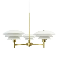 Kjøkkenbelysning Tak|Lysekroner>Dyberg Larsen DL20 takpendel 3-lys Messing / Opal