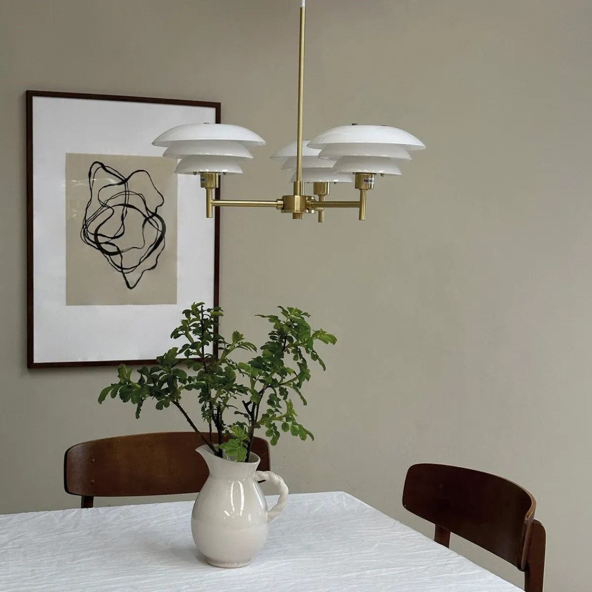 Kjøkkenbelysning Tak|Lysekroner>Dyberg Larsen DL20 takpendel 3-lys Messing / Opal