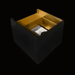 Vegglamper Med Opp/Ned Lys>Norlux Duhr Square vegglampe opp/ned IP54 - Svart/Gull Svart / Gull