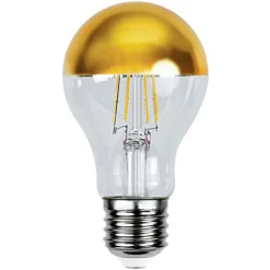 Led-Pærer E27 Sokkel>Star Trading E27 Lyspære med gullfarget topp 4W Klar / Gull
