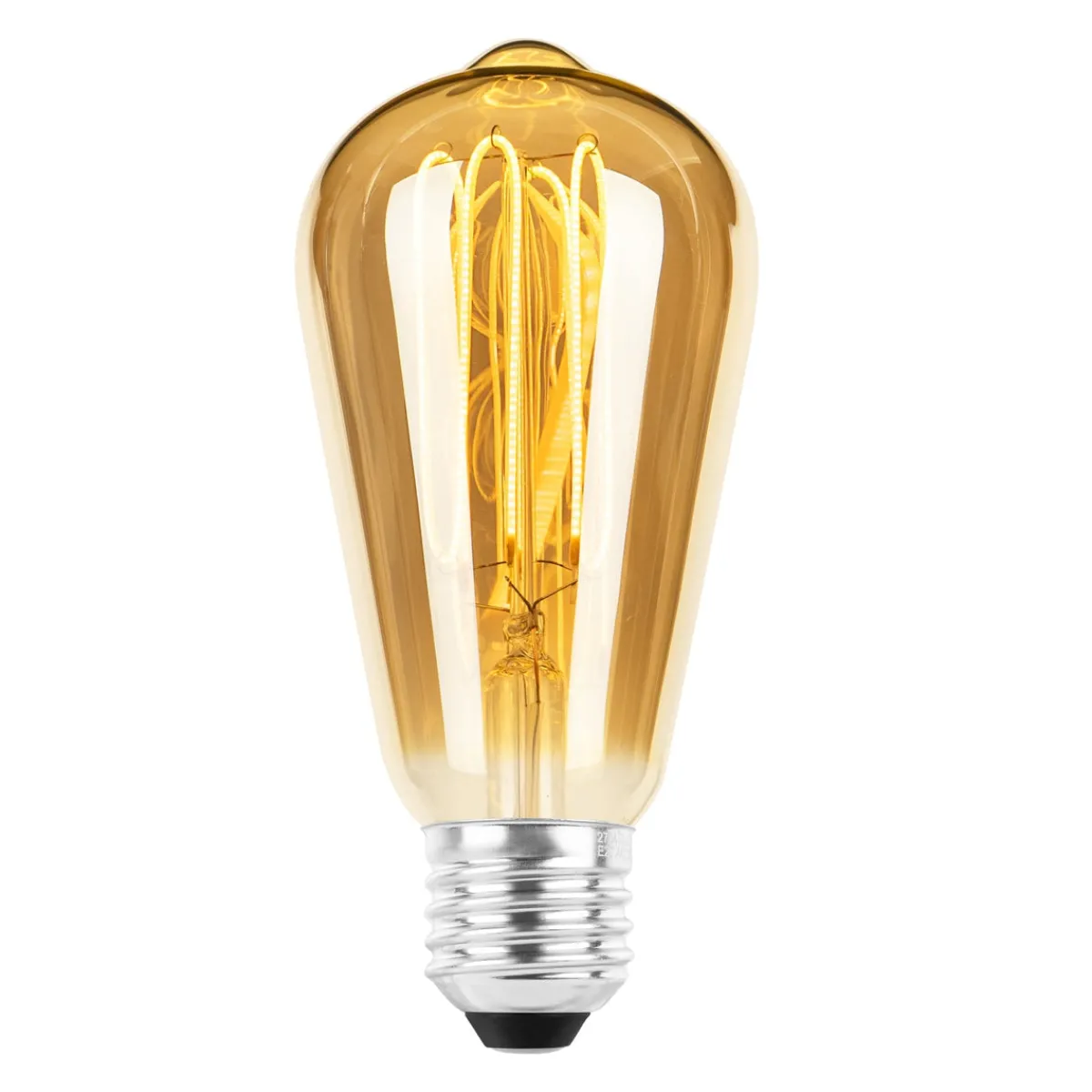 Led-Pærer E27 Sokkel>NorDesign Ecolux E27 lantern ultra tynn spiral filament LED 4W 2200K 64 mm dimbar - Amber