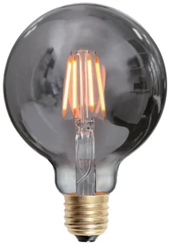 Dekorpære E27|Led-Pærer E27 Sokkel>Ms - belysning Edison E27 globe filament 4W 2200K 125 mm dimbar - Røykfarget Hvit