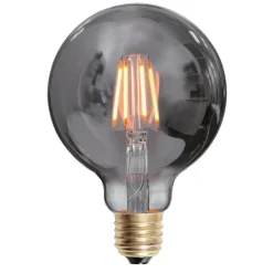Led-Pærer E27 Sokkel>Ms - belysning Edison E27 globe filament 4W 2200K 80 mm dimbar - Røykfarget Hvit