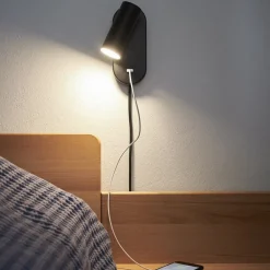 Leselamper|Vegglamper Med Usb>Nielsen Light Ego vegglampe dimbar m/ USB - Svart
