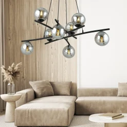 Kjøkkenbelysning Tak|Takpendler>Emibig Essa takpendel 8-lys - Svart/Røykfarget Svart / Røyk