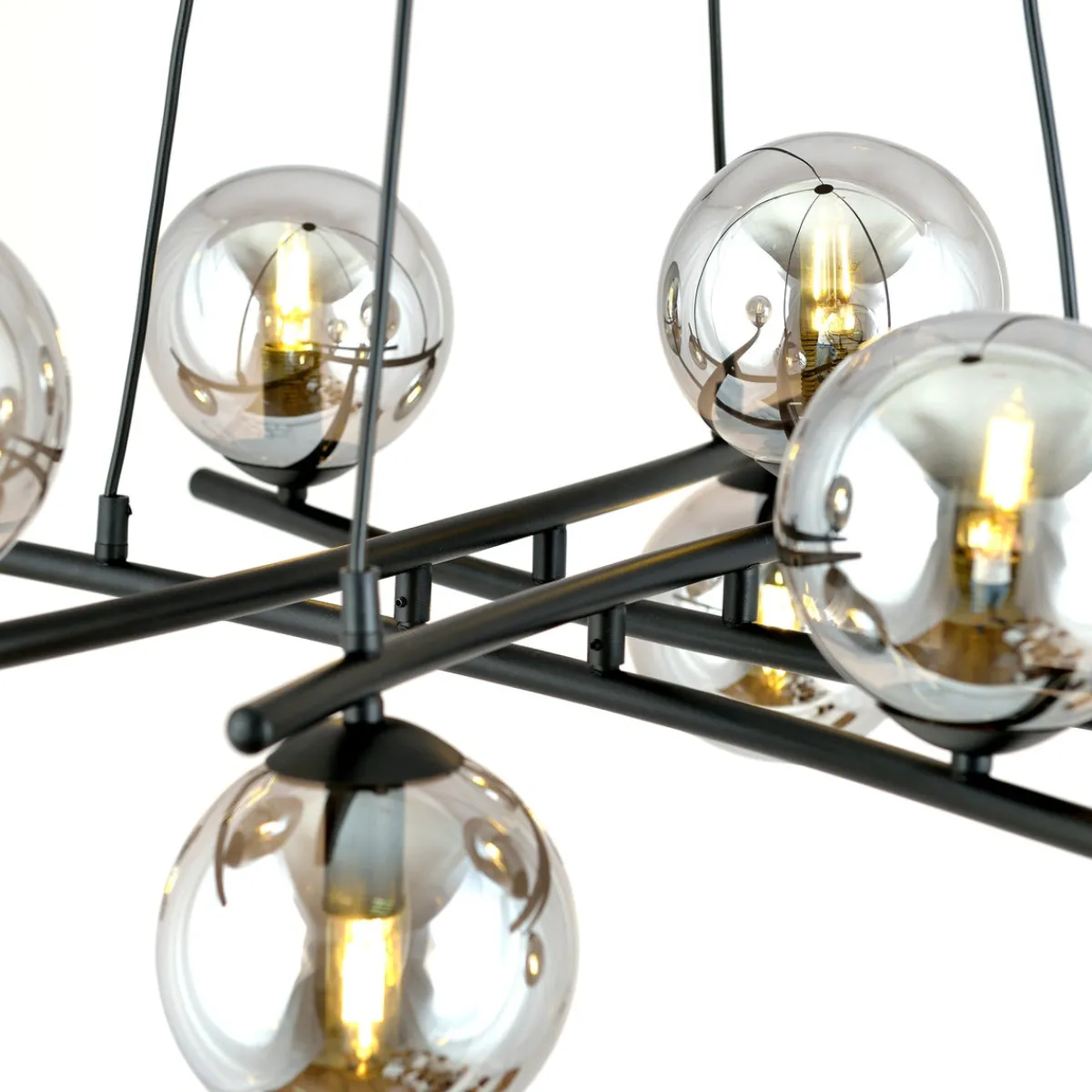 Kjøkkenbelysning Tak|Takpendler>Emibig Essa takpendel 8-lys - Svart/Røykfarget Svart / Røyk